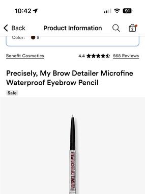 Benefit Precisely Brow Definer Pencil — Black and Silver Accents